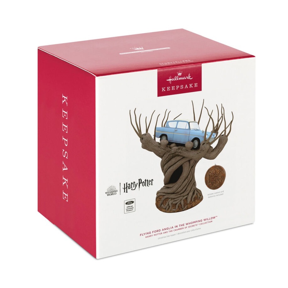 Hallmark Harry Potter Flying Ford Anglia In The Whomping Willow Tree Topper